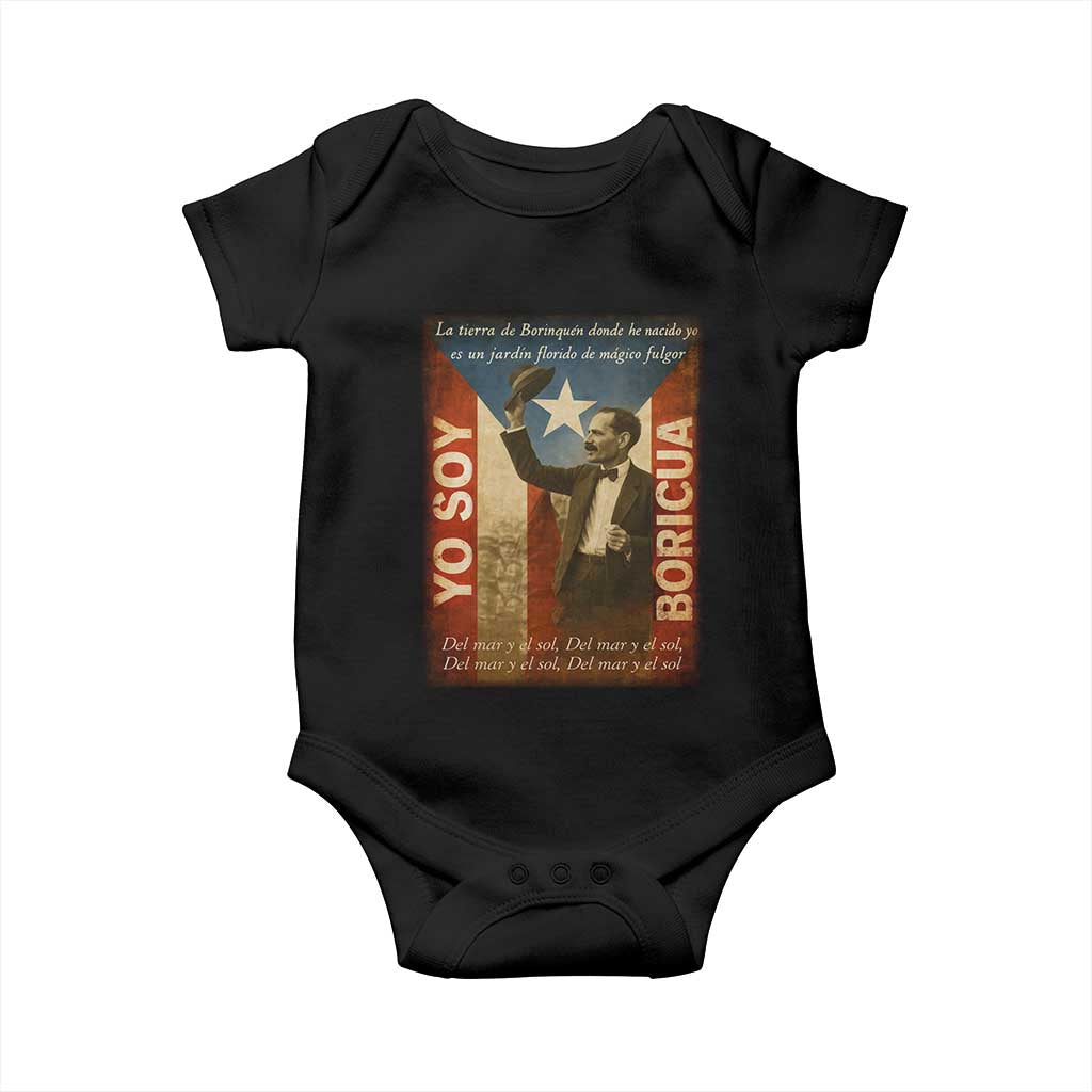 Pedro Albizu Campos Baby Onesie Yo Soy Boricua Vintage Puerto Rican Flag TS11 Black Print Your Wear