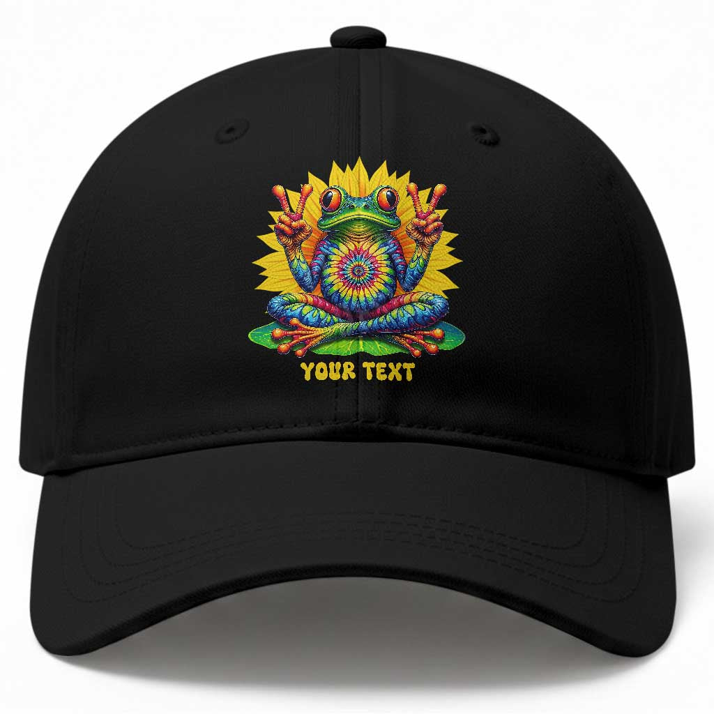 Personalized Tie Dye Hippie Frog Name Baseball Cap Custom Text Peace Sign Hippie Sunflower TS11 Print Your Wear