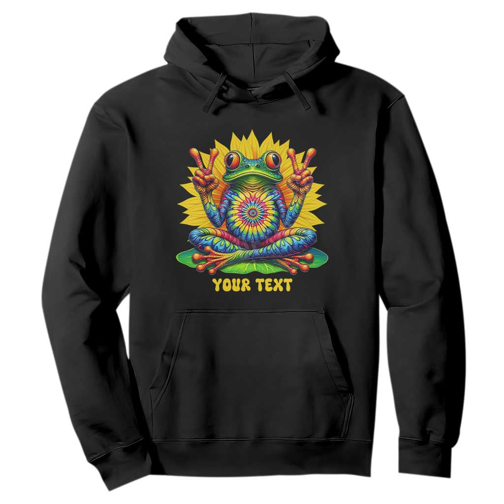 Personalized Tie Dye Hippie Frog Name Hoodie Custom Text Peace Sign Hippie Sunflower TS11 Black Print Your Wear