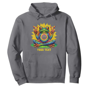 Personalized Tie Dye Hippie Frog Name Hoodie Custom Text Peace Sign Hippie Sunflower TS11 Charcoal Print Your Wear