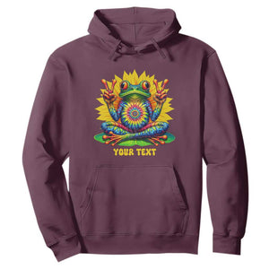Personalized Tie Dye Hippie Frog Name Hoodie Custom Text Peace Sign Hippie Sunflower TS11 Maroon Print Your Wear