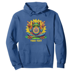 Personalized Tie Dye Hippie Frog Name Hoodie Custom Text Peace Sign Hippie Sunflower TS11 Royal Blue Print Your Wear