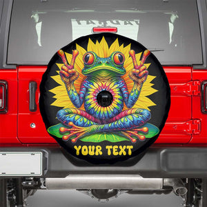 Personalized Tie Dye Hippie Frog Name Spare Tire Cover Custom Text Peace Sign Hippie Sunflower TS11 Black Print Your Wear