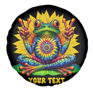 Personalized Tie Dye Hippie Frog Name Spare Tire Cover Custom Text Peace Sign Hippie Sunflower TS11 Print Your Wear