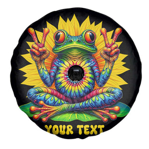 Personalized Tie Dye Hippie Frog Name Spare Tire Cover Custom Text Peace Sign Hippie Sunflower TS11 Print Your Wear