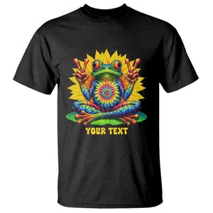 Personalized Tie Dye Hippie Frog Name T Shirt Custom Text Peace Sign Hippie Sunflower TS11 Black Print Your Wear