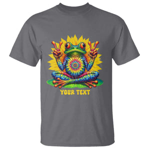 Personalized Tie Dye Hippie Frog Name T Shirt Custom Text Peace Sign Hippie Sunflower TS11 Charcoal Print Your Wear