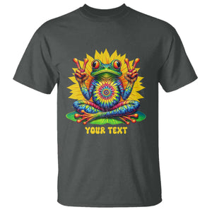 Personalized Tie Dye Hippie Frog Name T Shirt Custom Text Peace Sign Hippie Sunflower TS11 Dark Heather Print Your Wear