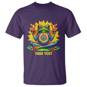 Personalized Tie Dye Hippie Frog Name T Shirt Custom Text Peace Sign Hippie Sunflower TS11 Purple Print Your Wear