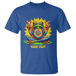 Personalized Tie Dye Hippie Frog Name T Shirt Custom Text Peace Sign Hippie Sunflower TS11 Royal Blue Print Your Wear