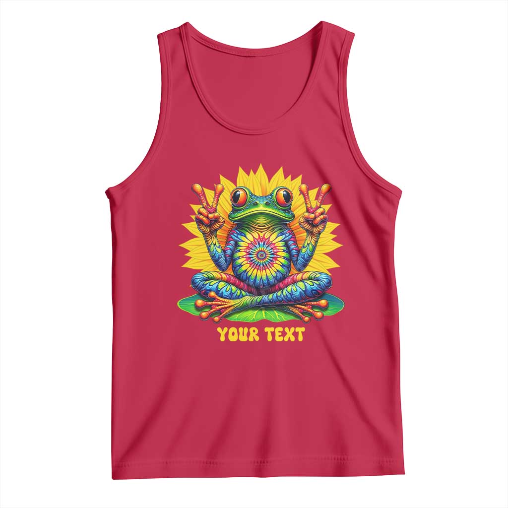 Personalized Tie Dye Hippie Frog Name Tank Top Custom Text Peace Sign Hippie Sunflower TS11 Red Print Your Wear