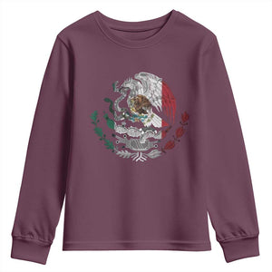 Mexico Coat Of Arms Mexican Flag Seal Symbol Youth Sweatshirt TS11 Maroon Print Your Wear