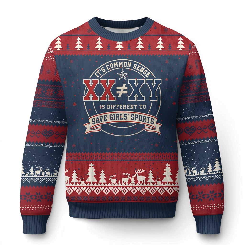 XX Is Different To XY Save Girls Sports Ugly Christmas Sweater Female Athletics Humor