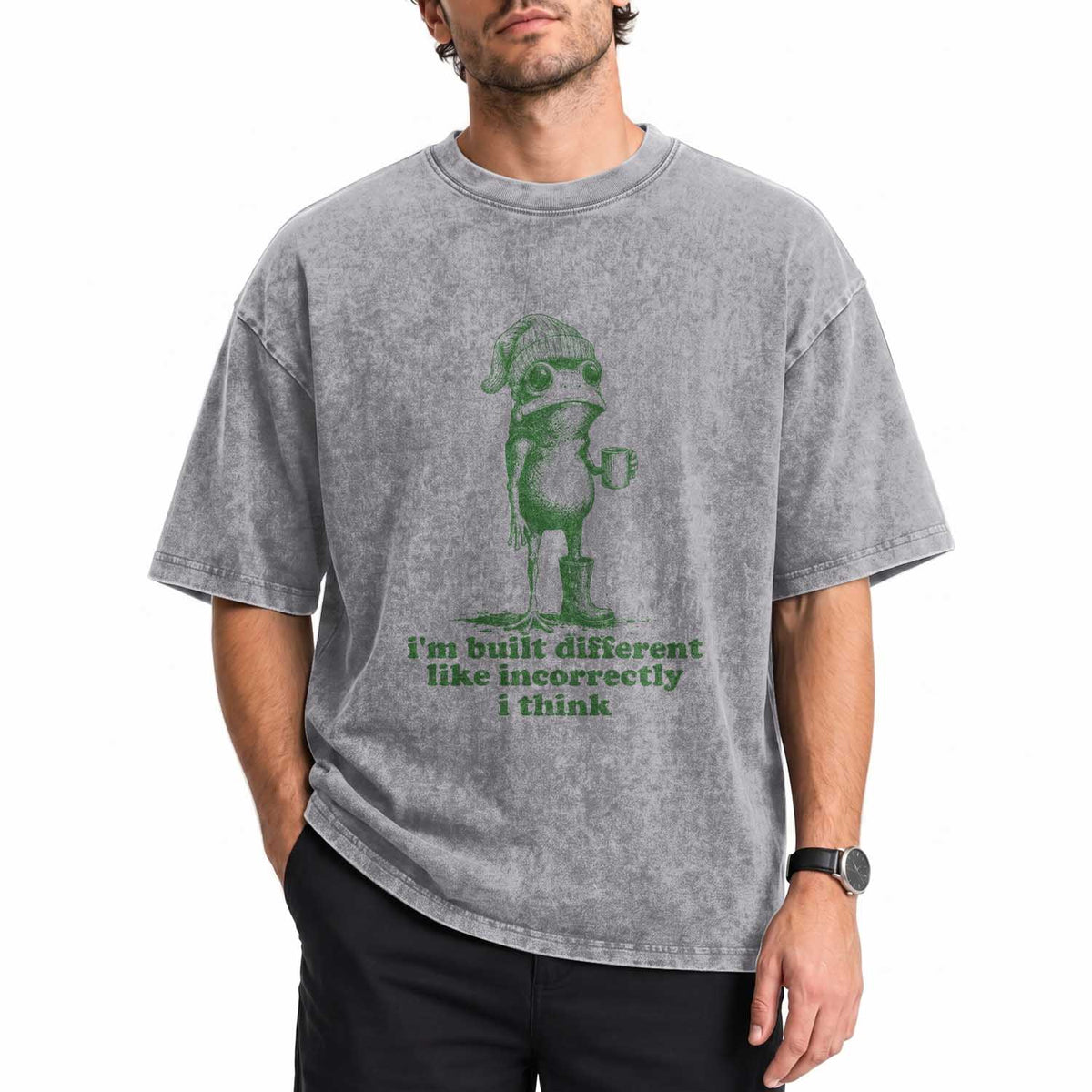 I Am Built Different Like Incorrectly I Think Frog Humor Washed Cotton T-Shirt