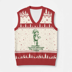 I Am Built Different Like Incorrectly I Think Frog Humor V-Neck Knit Sweater Vest