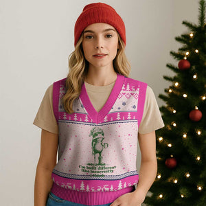 I Am Built Different Like Incorrectly I Think Frog Humor V-Neck Knit Sweater Vest