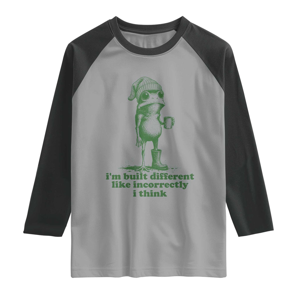 I Am Built Different Like Incorrectly I Think Frog Humor Raglan Shirt