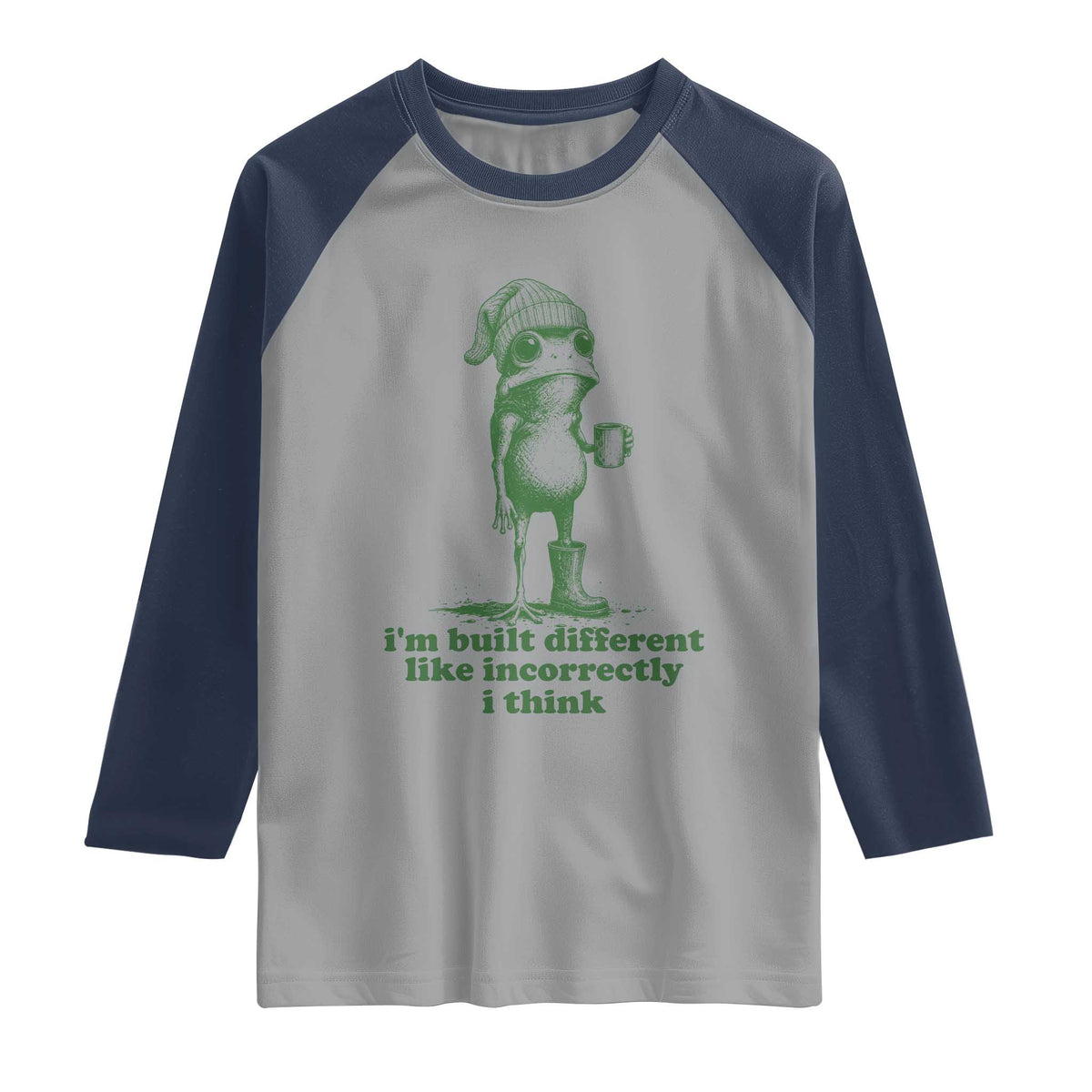 I Am Built Different Like Incorrectly I Think Frog Humor Raglan Shirt