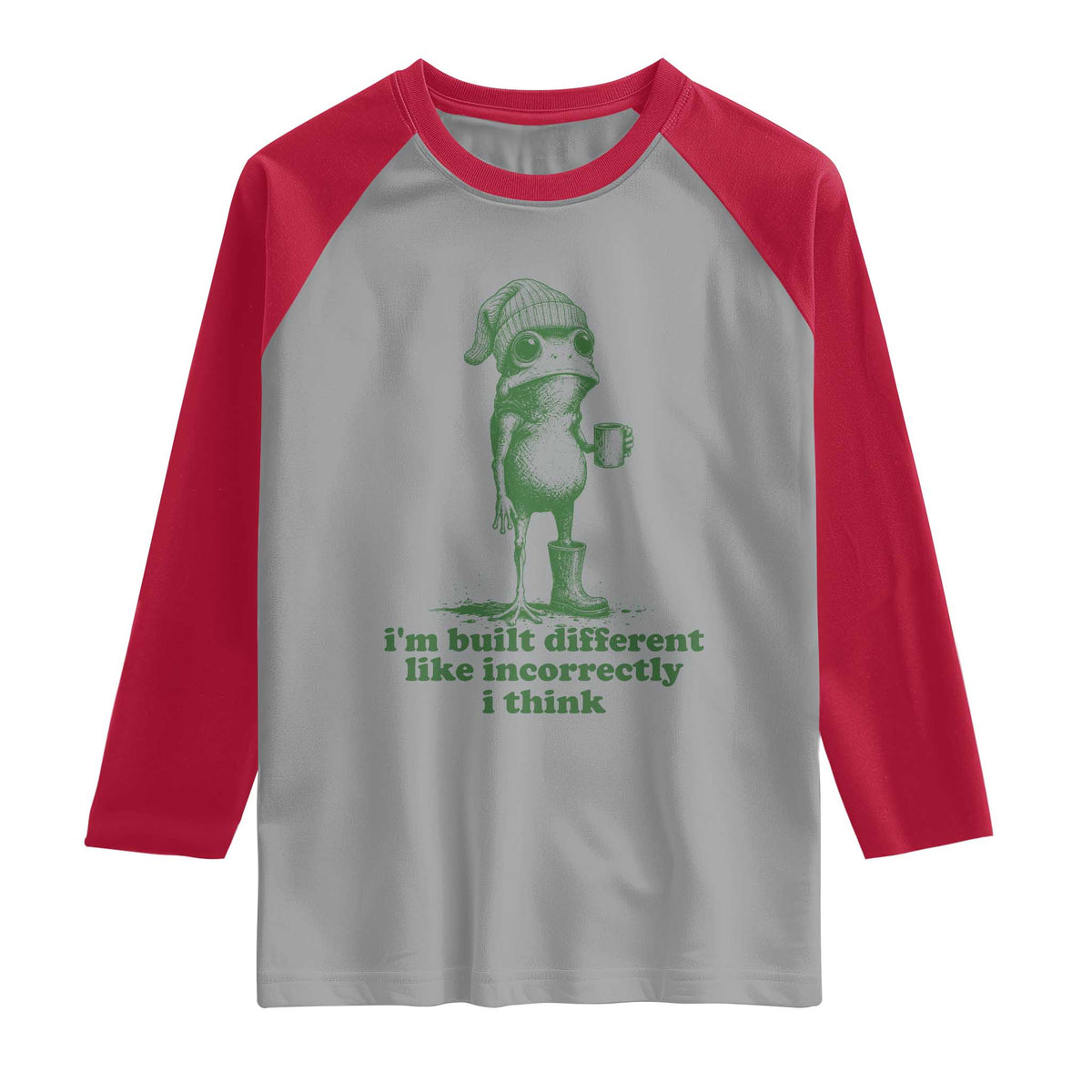 I Am Built Different Like Incorrectly I Think Frog Humor Raglan Shirt