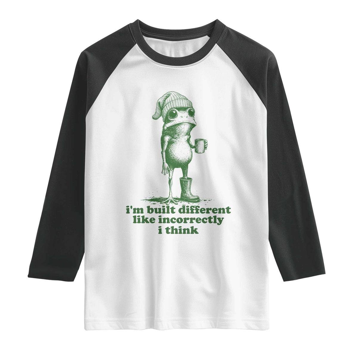 I Am Built Different Like Incorrectly I Think Frog Humor Raglan Shirt