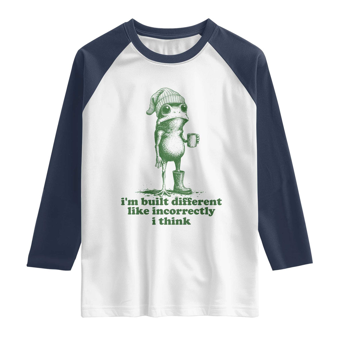 I Am Built Different Like Incorrectly I Think Frog Humor Raglan Shirt