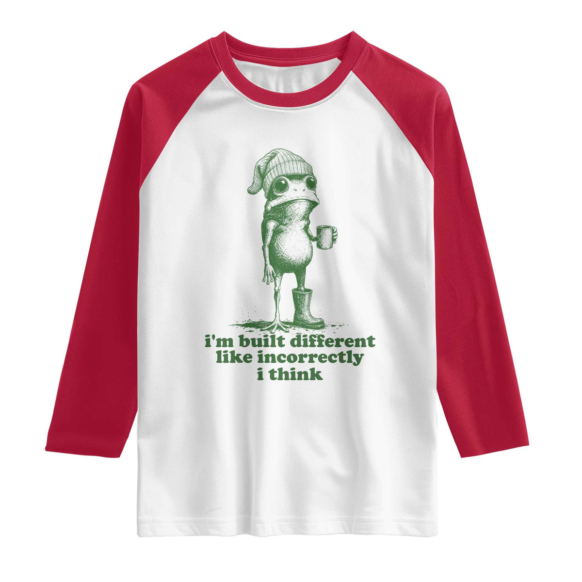 I Am Built Different Like Incorrectly I Think Frog Humor Raglan Shirt