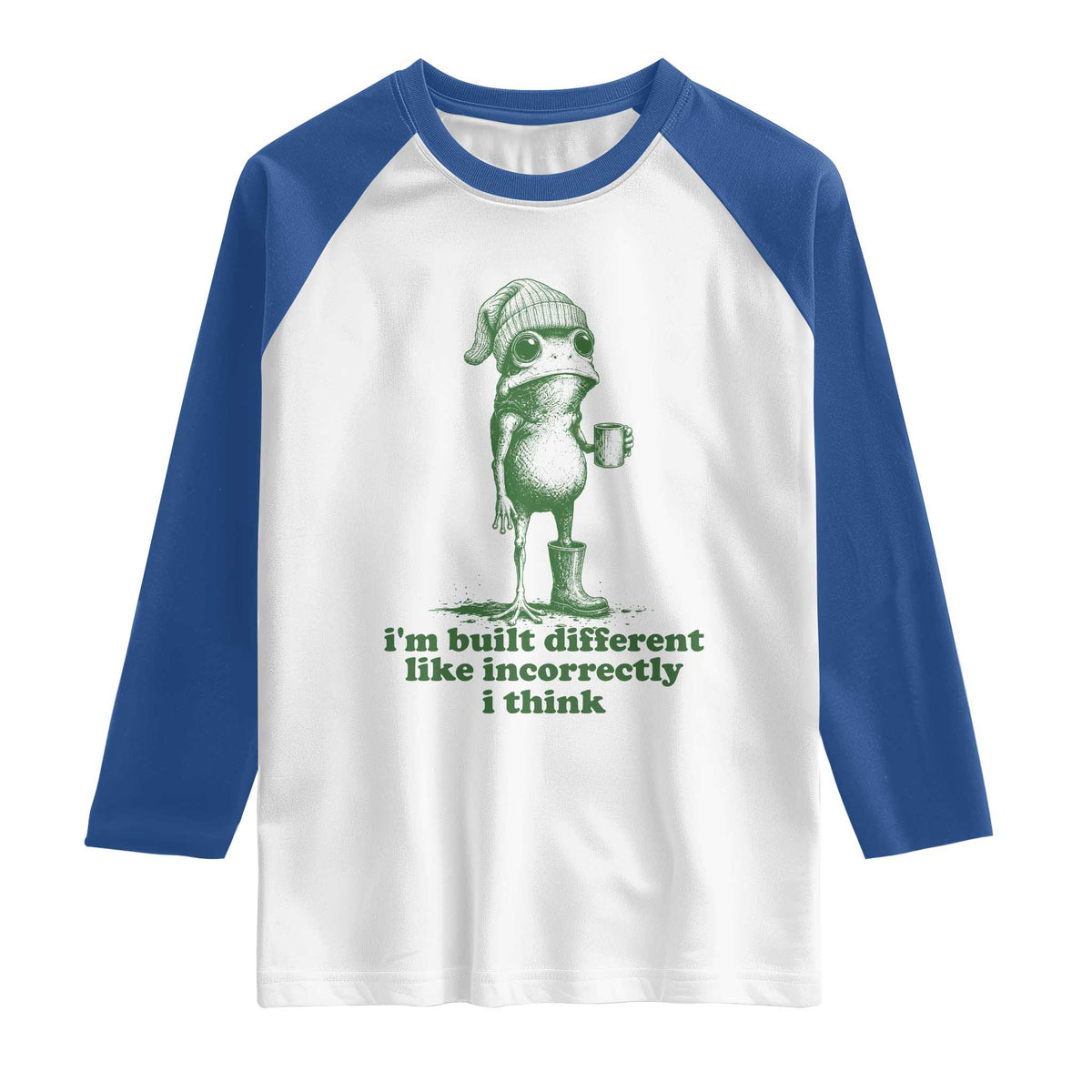 I Am Built Different Like Incorrectly I Think Frog Humor Raglan Shirt
