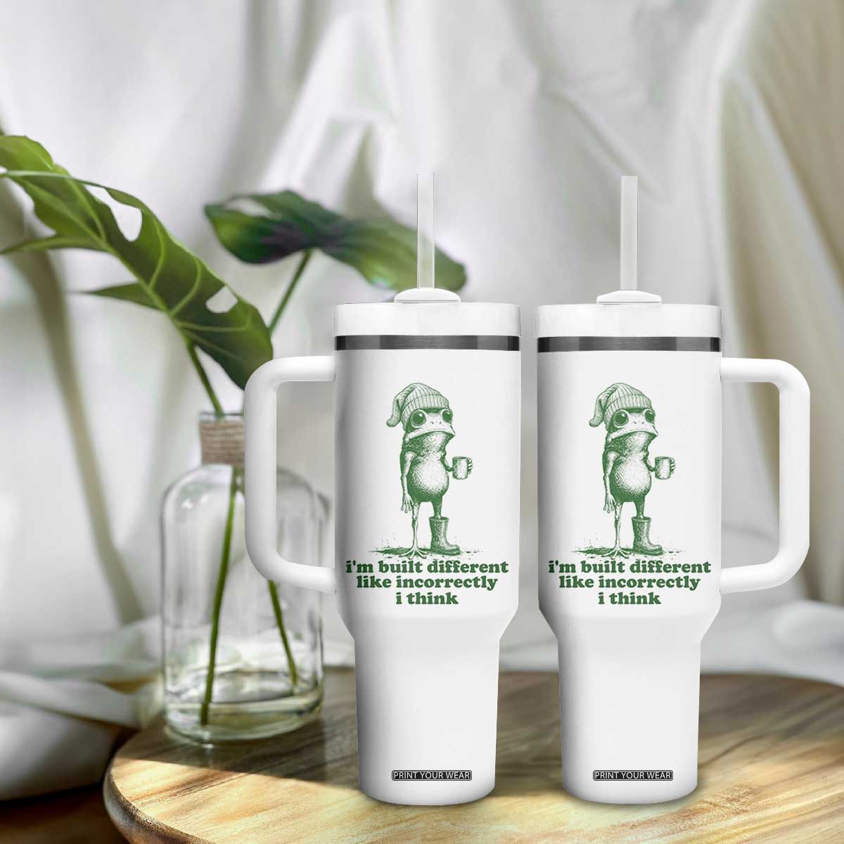I Am Built Different Like Incorrectly I Think Frog Humor Tumbler With Handle