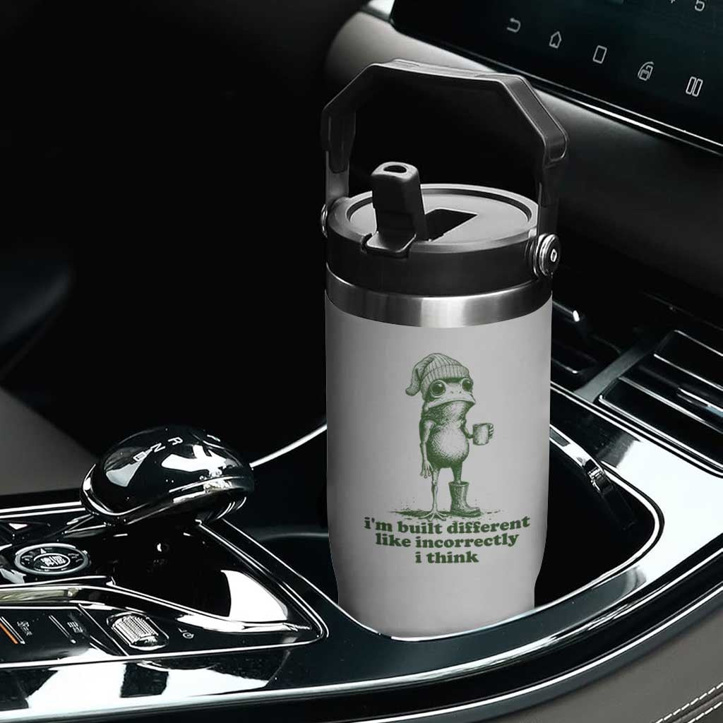 I Am Built Different Like Incorrectly I Think Frog Humor Flip Straw Tumbler