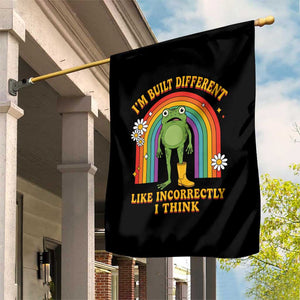 Funny Frog I Am Built Different Like Incorrectly I Think Garden Flag Mentally Humor Boho Retro Rainbow