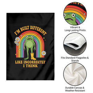 Funny Frog I Am Built Different Like Incorrectly I Think Garden Flag Mentally Humor Boho Retro Rainbow