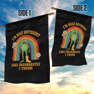 Funny Frog I Am Built Different Like Incorrectly I Think Garden Flag Mentally Humor Boho Retro Rainbow