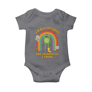 Funny Frog I Am Built Different Like Incorrectly I Think Baby Onesie Mentally Humor Boho Retro Rainbow