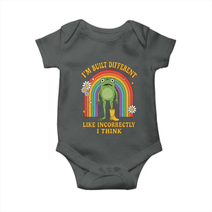 Funny Frog I Am Built Different Like Incorrectly I Think Baby Onesie Mentally Humor Boho Retro Rainbow