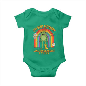 Funny Frog I Am Built Different Like Incorrectly I Think Baby Onesie Mentally Humor Boho Retro Rainbow