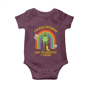 Funny Frog I Am Built Different Like Incorrectly I Think Baby Onesie Mentally Humor Boho Retro Rainbow