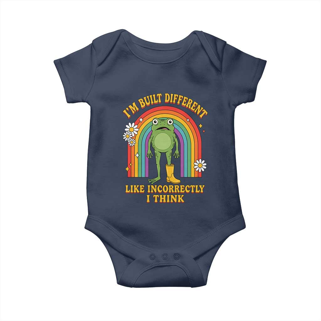 Funny Frog I Am Built Different Like Incorrectly I Think Baby Onesie Mentally Humor Boho Retro Rainbow