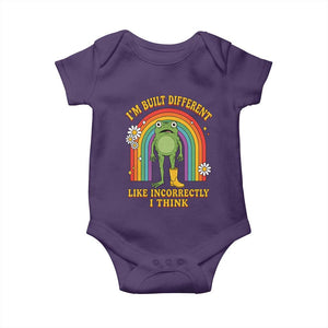 Funny Frog I Am Built Different Like Incorrectly I Think Baby Onesie Mentally Humor Boho Retro Rainbow