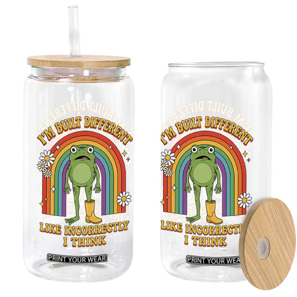 Funny Frog I Am Built Different Like Incorrectly I Think Glass Can Mentally Humor Boho Retro Rainbow