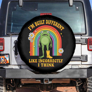 Funny Frog I Am Built Different Like Incorrectly I Think Spare Tire Cover Mentally Humor Boho Retro Rainbow