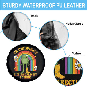 Funny Frog I Am Built Different Like Incorrectly I Think Spare Tire Cover Mentally Humor Boho Retro Rainbow