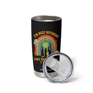 Funny Frog I Am Built Different Like Incorrectly I Think Tumbler Cup Mentally Humor Boho Retro Rainbow