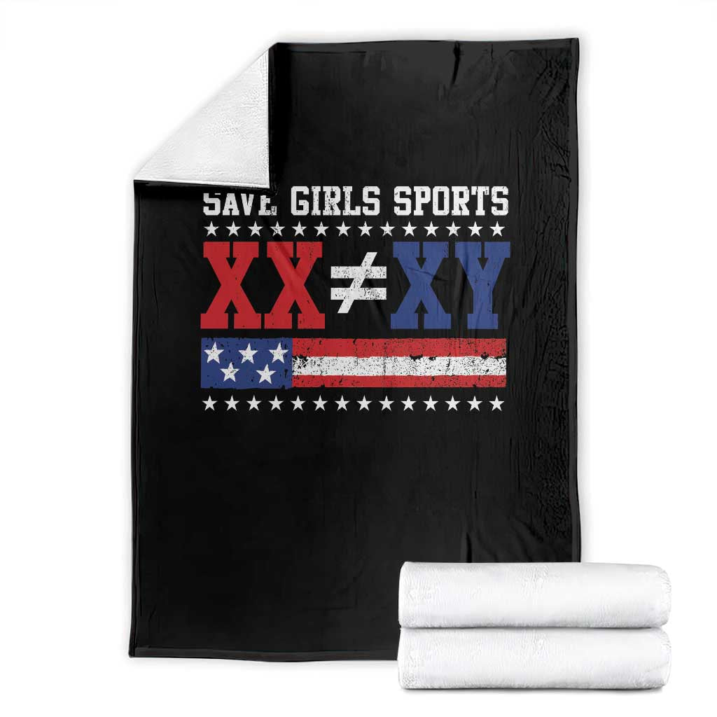 XX Does Not Equal XY Save Girls Sports Throw Blanket Varsity Athletic Vintage American Flag