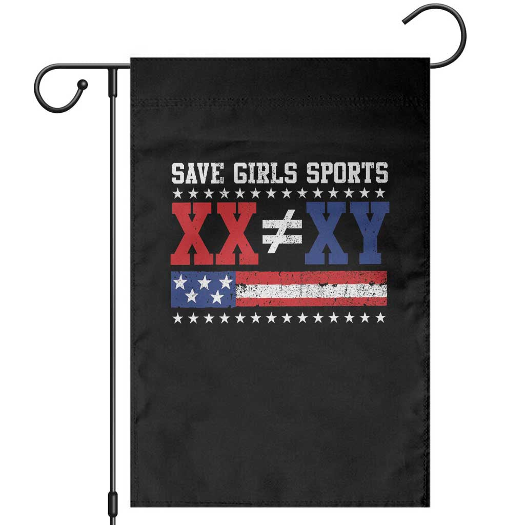 XX Does Not Equal XY Save Girls Sports Garden Flag Varsity Athletic Vintage American Flag