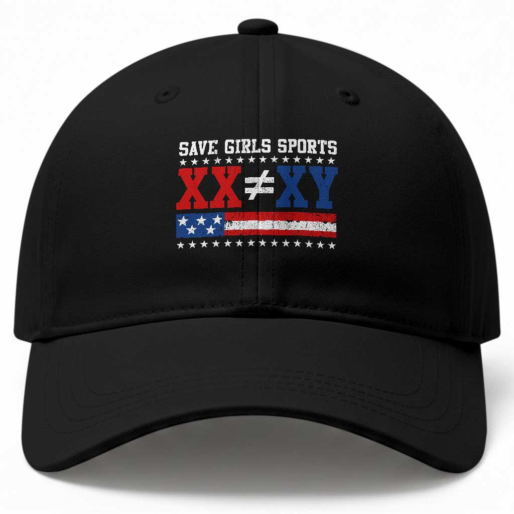 XX Does Not Equal XY Save Girls Sports Baseball Cap Varsity Athletic Vintage American Flag