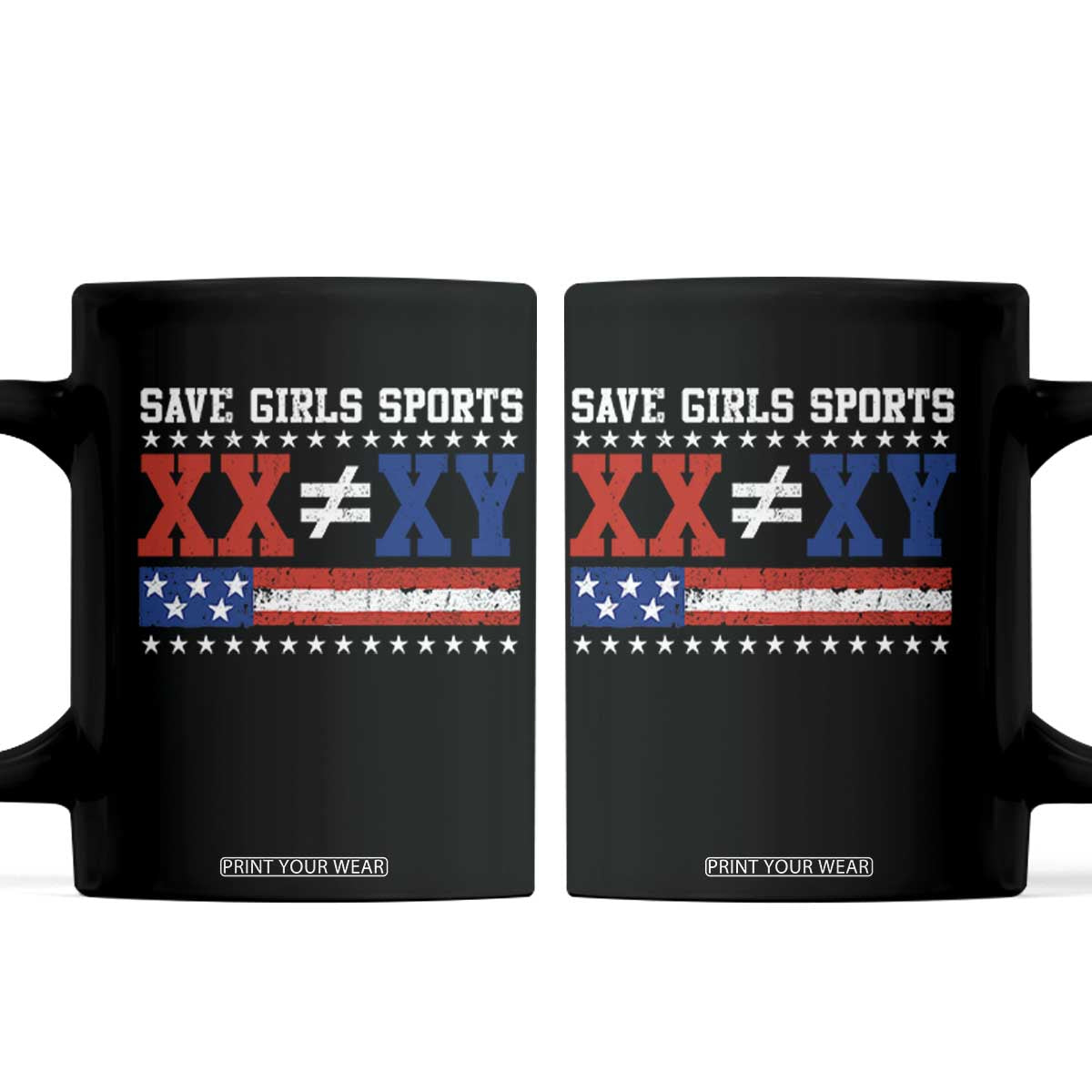 XX Does Not Equal XY Save Girls Sports Coffee Mug Varsity Athletic Vintage American Flag