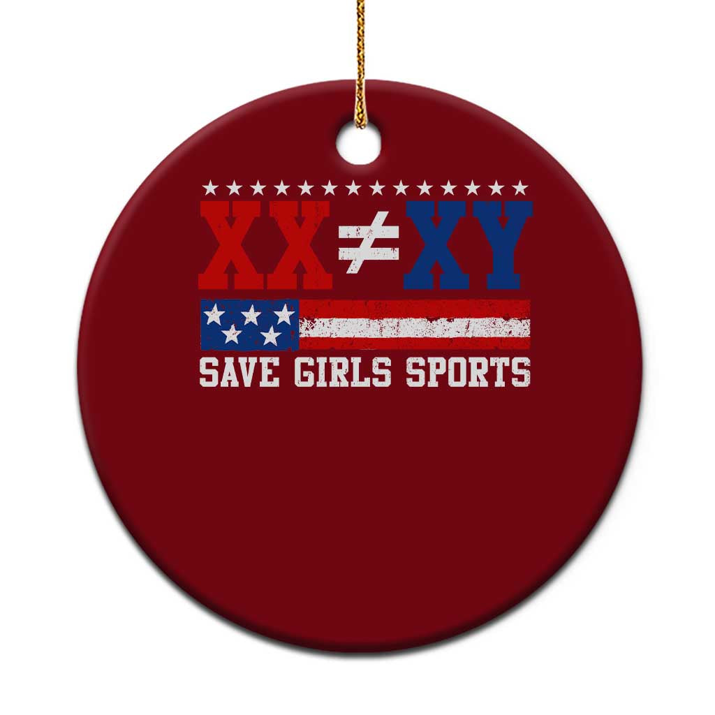 XX Does Not Equal XY Save Girls Sports Ceramic Ornament Varsity Athletic Vintage American Flag