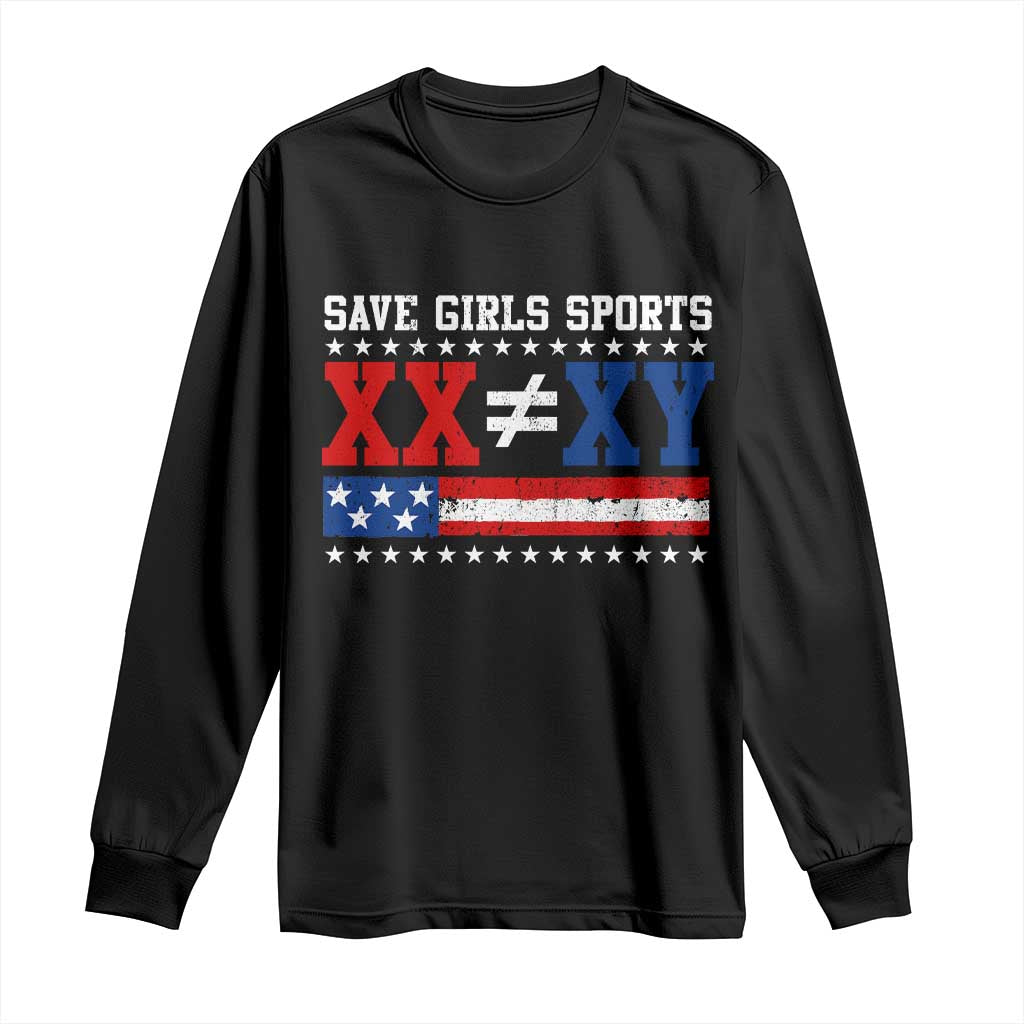 XX Does Not Equal XY Save Girls Sports Long Sleeve Shirt Varsity Athletic Vintage American Flag