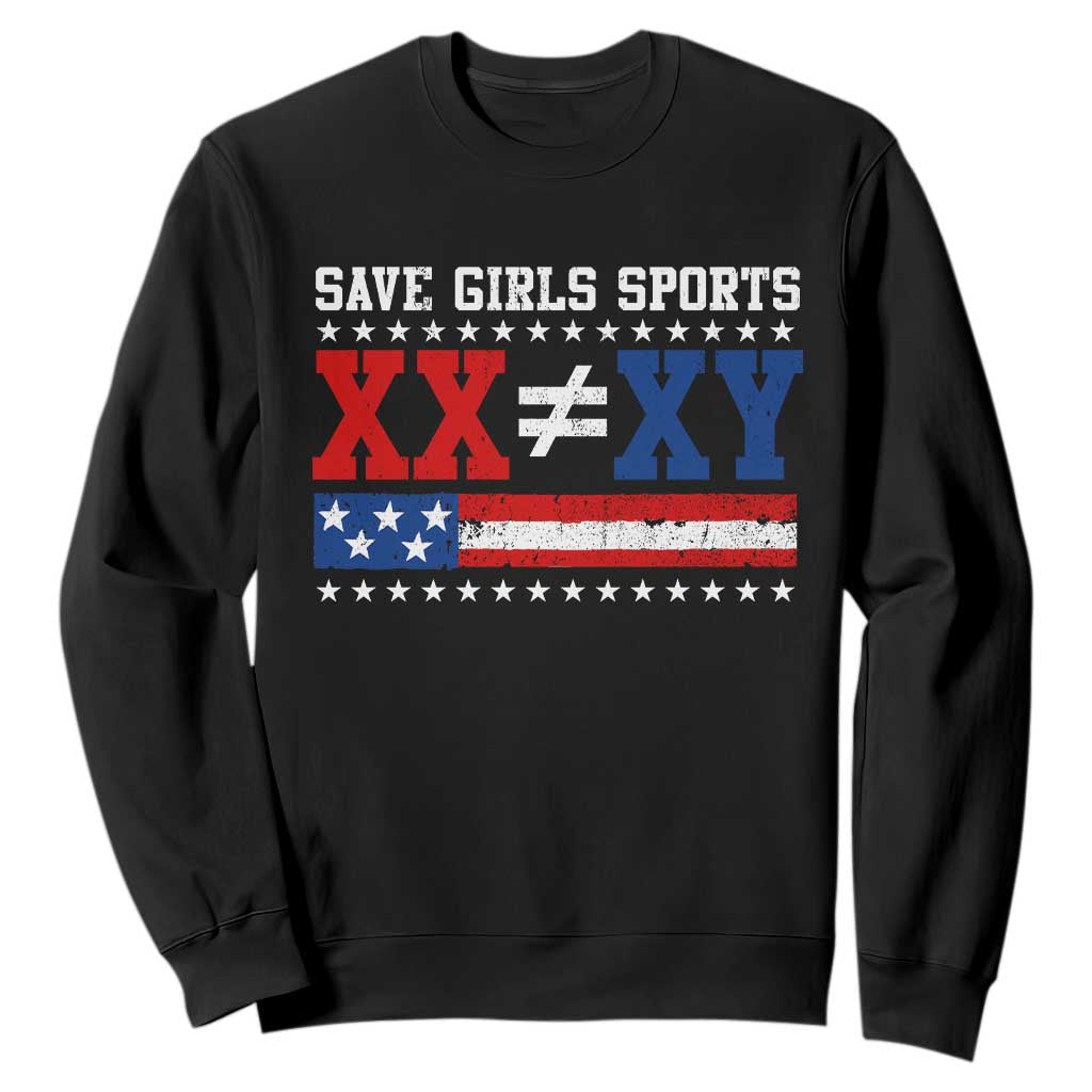 XX Does Not Equal XY Save Girls Sports Sweatshirt Varsity Athletic Vintage American Flag