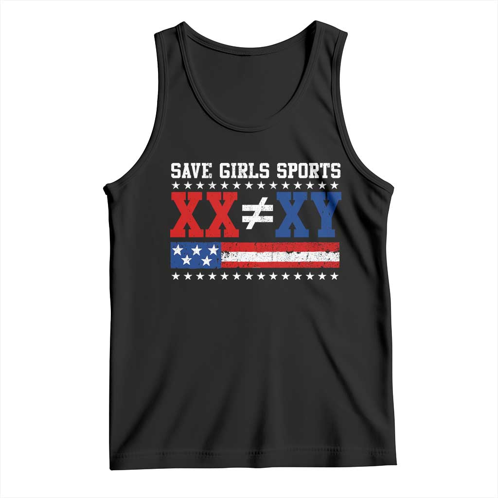 XX Does Not Equal XY Save Girls Sports Tank Top Varsity Athletic Vintage American Flag